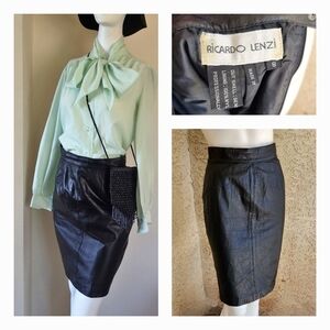 Ricardo Lenzi genuine‎ leather pencil skirt,